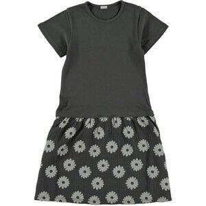 Picnik Barcelona Dress Girls Size 7 Grey Floral Organic Cotton